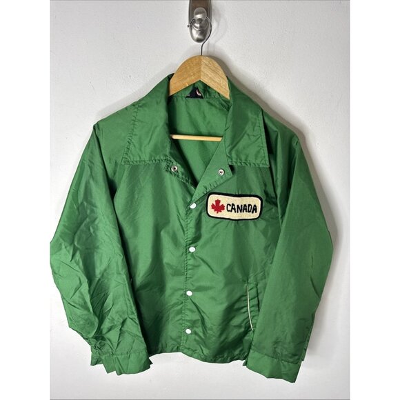 Vintage Rice Sportswear Canada Coaches Jacket Green Nylon 70s 80s Men’s L - Picture 1 of 6